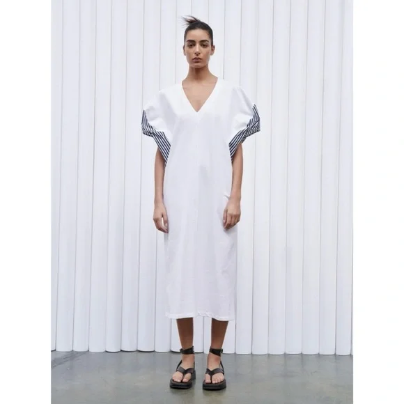 zara puff sleeve knit dress ZARA NEW WOMAN KNIT DRESS WITH PUFF SLEEVES ECRU SIZE | S